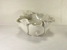 Antique 19th Century Centerpiece White 3D Applied Porcelain Botanical Art China picture