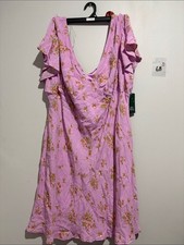 NWT Wild Fable Pink Floral Ruffle Sleeve V-Neck Mini Dress XXL picture