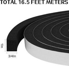 1In x 3/4In x 16.5Ft Foam Insulation Weather Stripping Tape Door Seal Strip picture