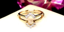 DAZZLING 14K YELLOW GOLD 1/6 CT. T.W. DIAMOND RING GUARD ENHANCER SIZE 7.75-8 picture