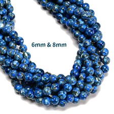 Mohave Copper Royal Blue Turquoise Smooth Round Beads 6mm 8mm 10mm 15.5'' Strand picture