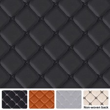 Diamond Quilted PU Leather 6mm Foam Backed Car Seat Headliner Upholstery By Yard picture