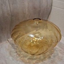 Vtg 1981 W.V Studio Art Glass Vase Amber Optic Swirl Pancake Shape Artist Signed picture