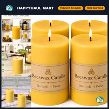 Beeswax Pillar Candles 3x4 Inch 4 Pack, Unscented Bee Wax picture
