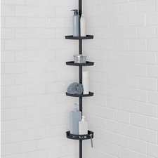 Mainstays 4-Tier Black Tension Pole Shower Caddy Organizer picture