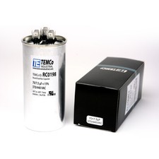 TEMCo 70/7.5 MFD uF Dual Run Capacitor 370 440 vac Volts AC Motor HVAC 70+7.5 picture