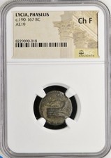 Lycia 190BC-167BC Greek Phaselis NGC Graded Athena and Warship Prow Scarce Type picture