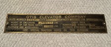 Antique Otis Elevator Company Brass Plaque Advertising Info Plate Sign 13.5