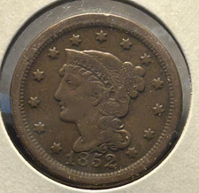1852 1C BN Braided Hair Cent picture