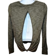 Lululemon Beat The Heat Long Sleeve Top Heathered Fatigue Green Womens XL picture