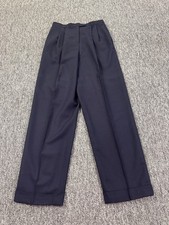 Vtg Talbots Pants Women 8 Black Wool High Rise Pleated Cuffed Lined Made In USA picture