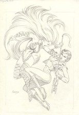 TIGRESS #6 Cover Paul Abrams Skylark Original Comic Book Sketch Drawing Art 1993 picture