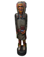 5' HUGE WOODEN CIGAR STORE INDIAN CHIEF WARRIOR WESTERN STATUE NATIVE AMERICAN A picture
