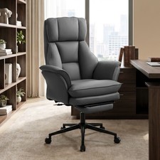 HOMCOM Cross Legged Office Chair with Footrest, Flip-up Armrests, Dark Gray picture
