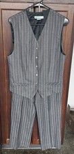 Vintage Lilys of Beverly Hills Womens Pinstripe Vest Trouser Suit Set Medium 10 picture