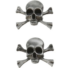 2Pcs Antique Silver Skull Brooch Gothic Enamel one size fits all, picture