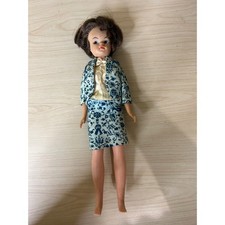 Vintage 1960s Fashion Doll Brunette Blue Eyes Floral Skirt Suit Outfit 11.5 Inch picture