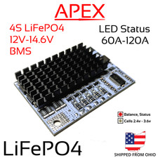 4S 12.8v 14.6v LiFePO4 LiFe 120A BMS Battery Balance 12v 3.2v picture
