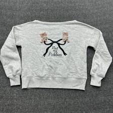 Abercrombie Kids Sweatshirt 15-16 Gray Not My Problem Kitten Bow Coquette picture