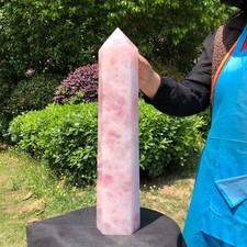 14.52LB Large Natural pink rose quartz obelisk crystal tower point healing picture
