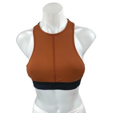 Tropic of C Circ Brown Sleeveless Racerback Athletic Sports Bra Crop Tank Top XS picture