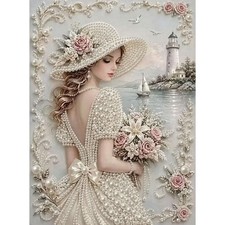 Elegant Woman Lighthouse Diamond Painting Kit 12 x 12 Inch picture