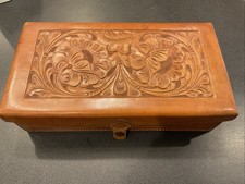 SCARCE VINTAGE H. H. HEISER LEATHER AZTEC HANDIBOX #9 CIRCA 1920’s 1930’s picture