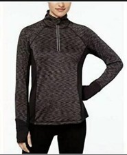 NWT Ideology Black Brushed Space Dyed Half Zip Top XS picture