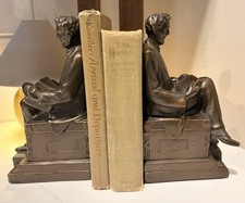 Vintage Pair Abraham Lincoln Bookends Armil Bronze Figural 6.75” Americana picture
