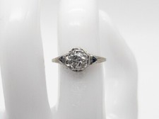 Antique 1920s $5K 1ct Natural Diamond Blue Sapphire 18k White Gold Filigree Ring picture