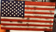 Handmade Wooden American Flag - stressed burnt wood 15
