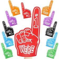 Wettarn 12 Pcs Giant Foam Finger,Red, Blue, Green, Orange, Purple, Black picture