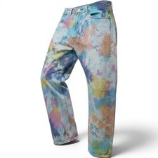 Upcycled Levis Jeans Mens 32x30 RARE Kool KIY Tie Dye Big E 551 Z picture