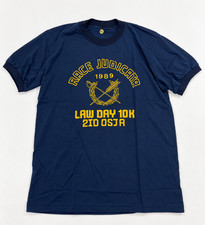 vintage 1989 Race Judicata Law Day 10K T Shirt Men XL NWOT 2ID OSJA Ringer Nav picture