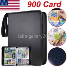 900 Card Pocket Binder with Zipper 9 Pocket Trading Cards Album Folder Black US picture