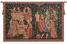 The Vintage Medieval Wine Mille Fleur Belgian Tapestry Wall Art Hanging (New) picture