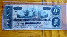 Nice 1864A U.S. Civil War Era CSA $20 Bill in Sleeve Seen in Photo K1 picture