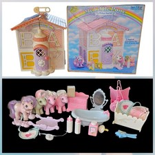 Vtg MY LITTLE PONY G1 LULLABY NURSERY Set Accessories 4 Ponies W Box 80s picture
