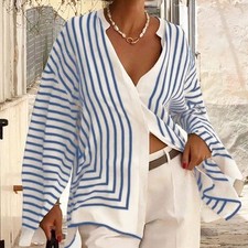 Women's Fashion Elegant Casual Loose Fit Striped Blouse picture