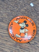 🎀  1930's Mickey Mouse Club - Kay Kamen Button Pin ** RARE ORANGE ** picture