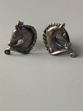 RARE Vintage Equestrian Horse Head Cuff Links Model #5160 Sterling Silver 925 picture