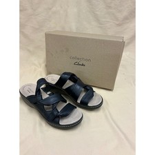 Clarks Collection Delana Jazz Black Leather Slide Sandals Womens 9.5M 182730 picture