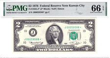 1976 $2 FRN Kansas City **STAR** PMG Gem Unc 66EPQ #J00059588* picture