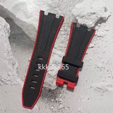 28mm Black Red Rubber Strap Fits Audemars Piguet Royal Oak Offshore 42mm Watch picture