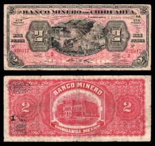 Mexico, 2 Pesos El Banco Minero de Chihuahua 7-2-1914 Series C3 #026017 M153. F picture