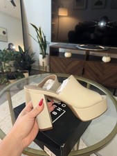 SHU SHOP Edna Platform Mule Heels Bone Croc Embossed Women’s Size 9 New picture