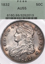 1832 50C PCGS AU55 OGH Capped Bust Half Dollar Old Green Holder picture