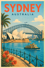 Sydney Australia 11x17 Travel Poster Opera House Harbour Bridge Scenic Wall Art picture