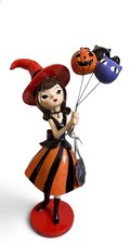 NWT Bella Lux Halloween Witch Girl Figure Holding Balloons Decor 15