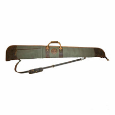 Green canvas leather shotgun case with one pocket and zipper button lock  picture